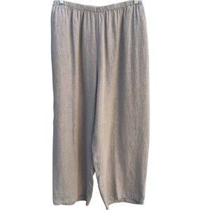 Flax Womens Plus Size 2G Wide Leg Linen Pant Lagenlook Pockets Beige Relaxed New